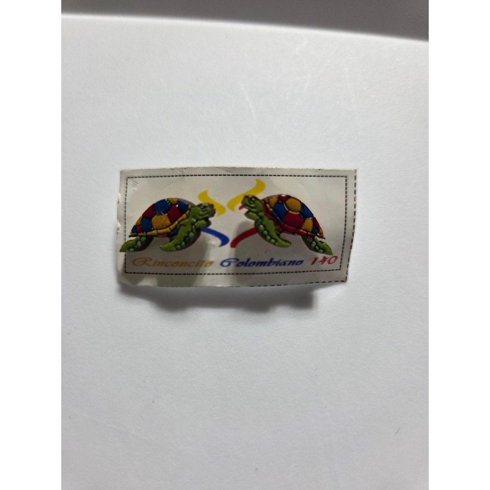 Colombian Wooden Turtle Stud Earrings Colorful Artisan Rinconcito Colombiano